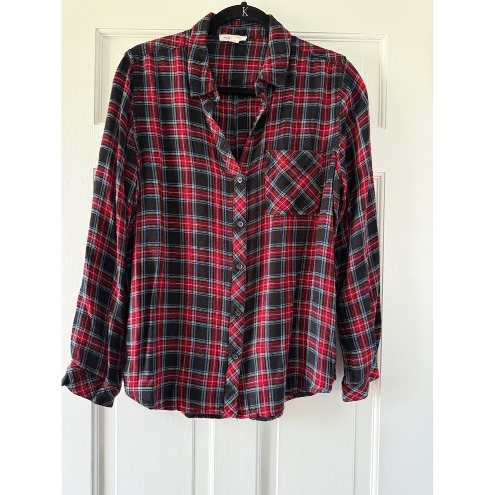 beachlunchlounge Red, Black & Blue tartan Plaid Shirt large